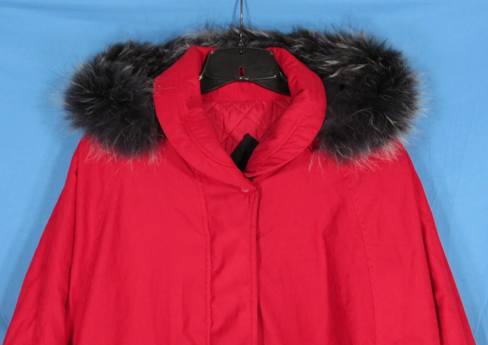 Chaqueta Parka LONDON FOG Roja REVESTIMIENTO ACOLCHADO Cremallera/Botón CAPUCHA PIEL SINTÉTICA Talla XL REG Foto 2 de 4