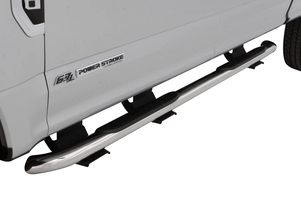 For Chevy Silverado 3500 HD 07-19 3" Cab Length Polished Round Bent Tube Steps - Image 3 of 3