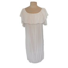 💙 Damen Kleid Tunika Weiß Carmen Boho D348P Größe 36,38,40,42,S,M  G
