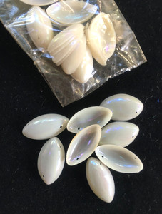 Vintage White Iridescent Domed Shaped Sequins - 15 pcs.