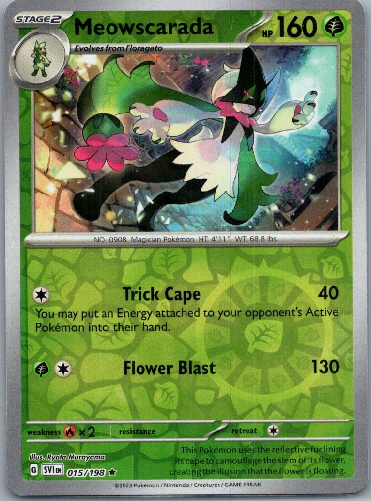 Meowscarada Rare Reverse Holo 015/198 SV01: Scarlet & Violet Base Set NM
