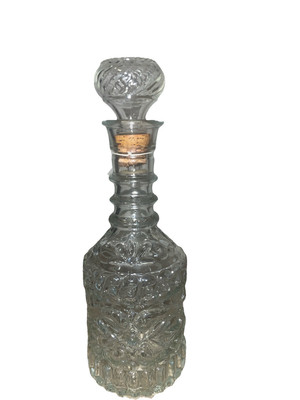 Vintage 1960s Glass Decanter Kentucky Bourbon Bottle with Glass Cork Stopper