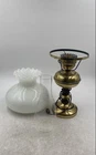 Vintage White Gold Oil Lamp Milk Glass Shade Home Decorative Electric Table Lamp