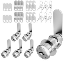 6 PCS Cabinet Locks Keys 1-1/2 Inch Cam Lock Keyed Alike RV Storage Door Zinc