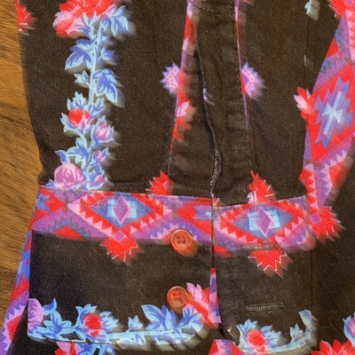 Chemise Western Wrangler Coupe Cowboy – 17,5 36 X-long – USA – Motif Aztèque – Vintage