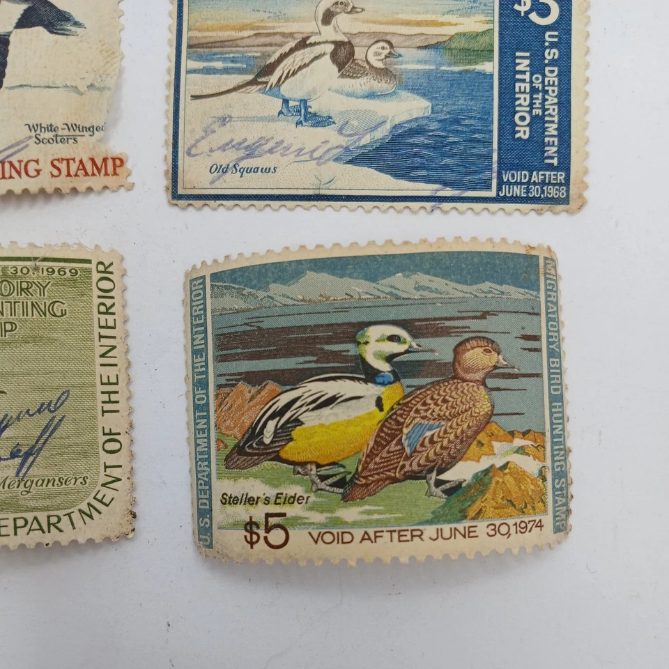  STAMPS US  $3 & $5 DOLLAR 1970s , 1960s FEDERAL DUCK STAMPS USED - Image 3 of 4