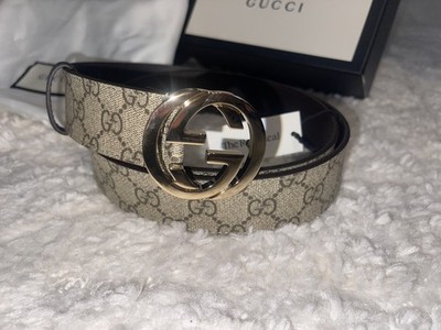 Gucci GG Supreme belt with G buckle 85 cm size M Gucci Beige GG Supreme Canvas Interlocking G Buckle Belt 85  main image 2
