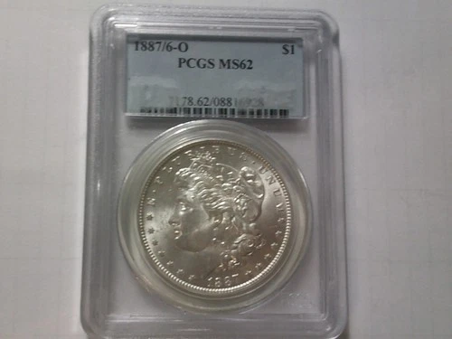 1887/6-O  Morgan Dollar PCGS MS-62    ***BLAST WHITE***