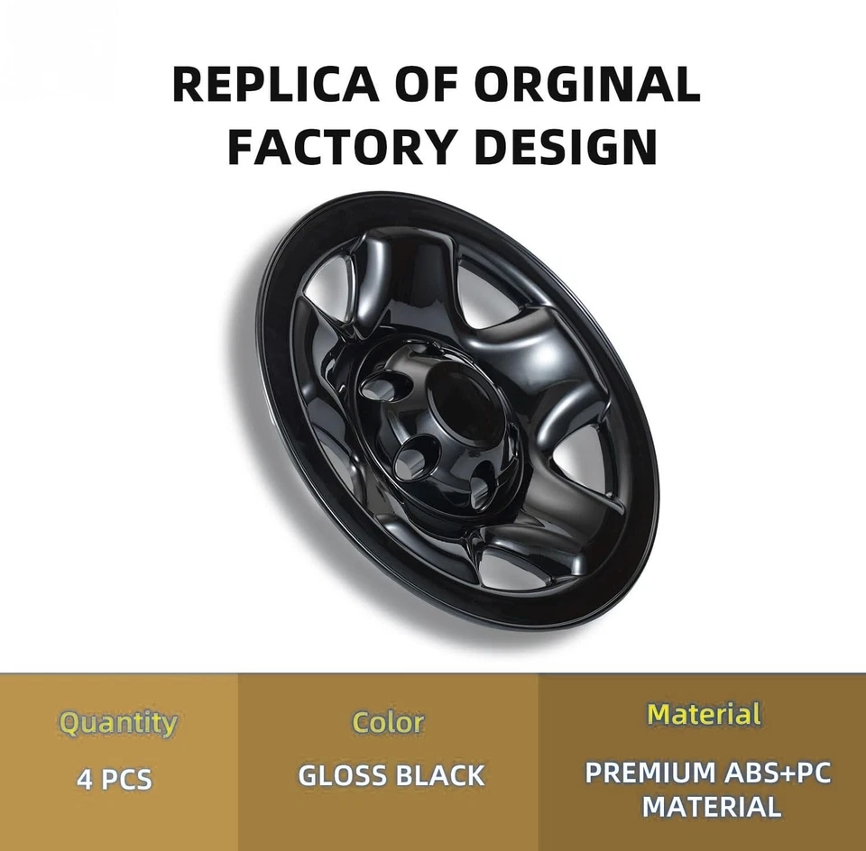 16'' Wheel skins for 2005-2023 TOYOTA TACOMA Set Of 4 Pcs; Glossy Black - Image 3 of 4