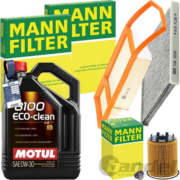 Mann Inspektionspaket+Motul 0W-30 ÖL Passend FüR 1.3D Fiat 500 C 95 Ps Bis 08/11-image