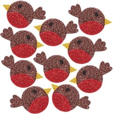 Baker Ross AX346 Festive Robin Glitter Foam Stickers - Pack of 100, Kids Sticke