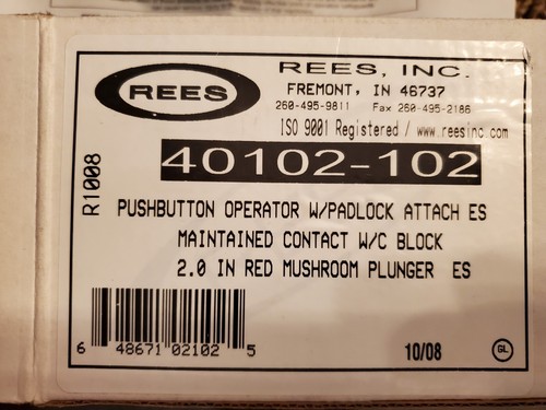 REES PUSHBUTTON 40102-102 W/PADLOCK ATTACHED ES MAINTAINED CONTACT W/C BLOCK