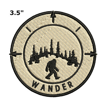 Bigfoot Compass Embroidered Patch Hook Loop Applique X-Files Cryptid Mystery