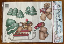 Vtg 1990 Daisy Kingdom Iron On Transfers #6437 - Sleigh Ride - Winter Bears