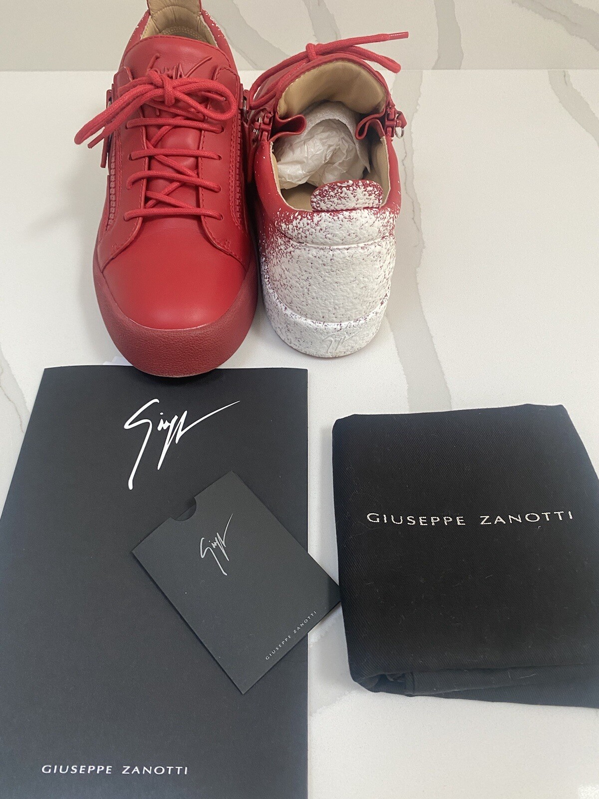 Guiseppe Zanotti Trainers Red And White UK Size 7 image 3