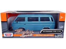 1/24 MotorMax VW Volkswagen Type 2 (T3) Van Diecast Model Car Blue 79376