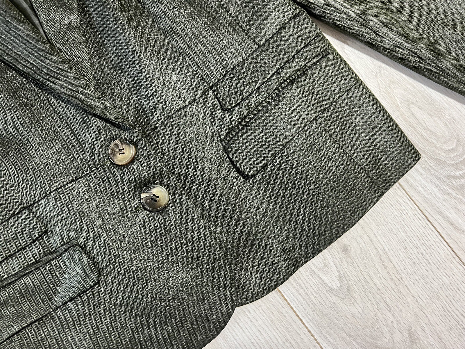 Danillo Green Herringbone Two Button Jacket & Pen… - image 6