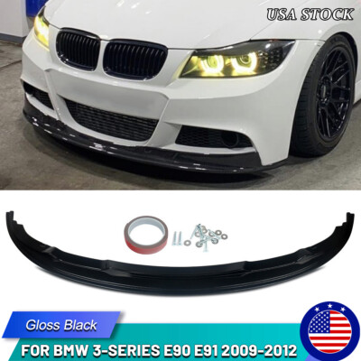 For BMW 3-Series E90 E91 M Sport Front Bumper LCI 09-12 Splitter Lip Gloss Black