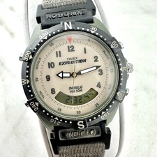 Vintage Timex Expedition Men Multifunction Analog Digital Watch, Has New Battery