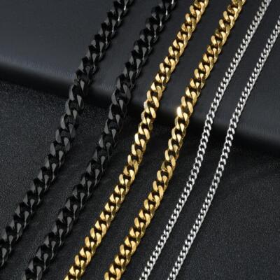 Panzerkette Kubanische Halskette Armband Edelstahl 3-9mm breit 18-70cm lang