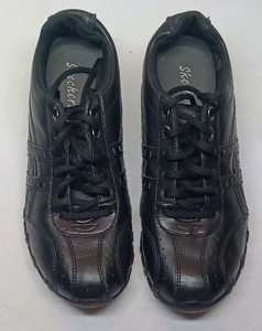 skechers womens black leather shoes