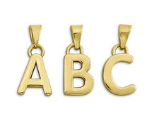 Colgante con letras de oro amarillo de 14K real para mujer - Dije inicial de oro personalizado