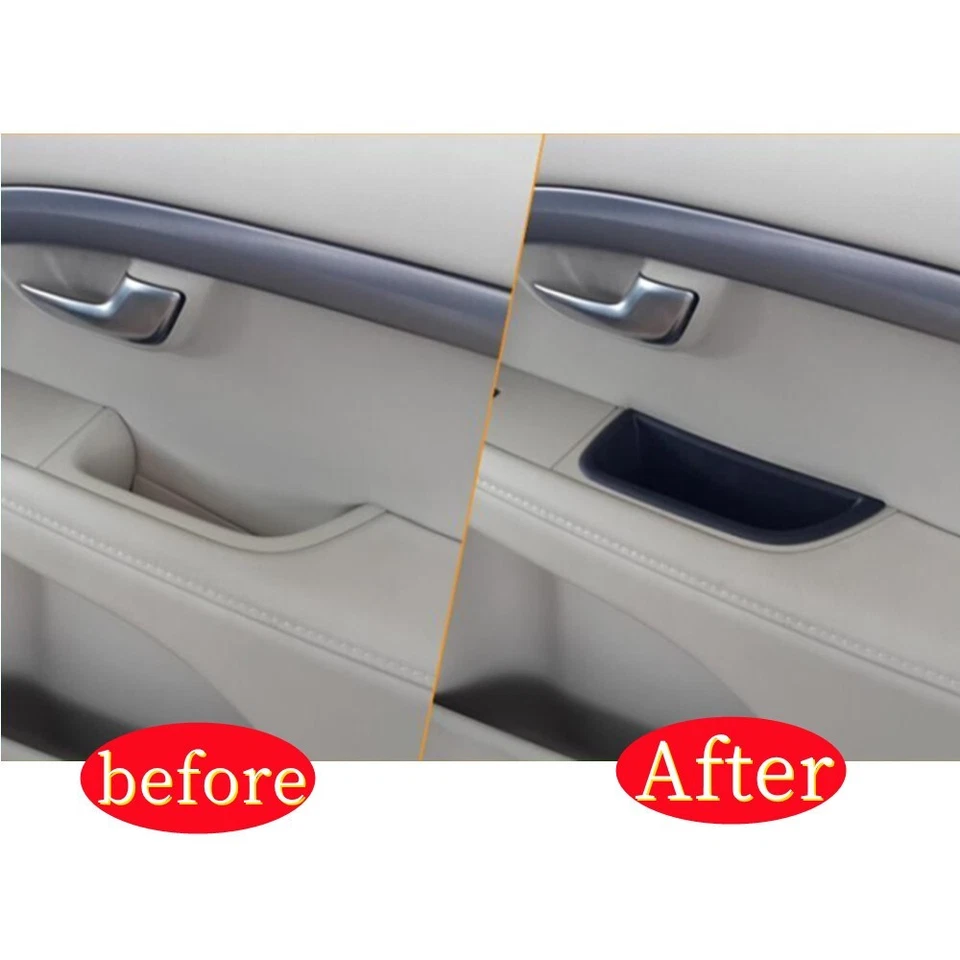 Organizador de caja de almacenamiento con manija de puerta delantera ABS negro para Volvo S80 V70 XC70 Foto 3 de 4