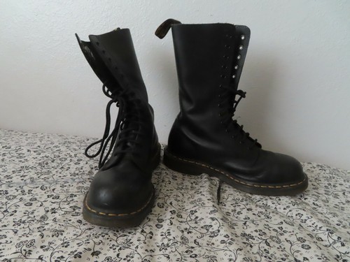 RARE Dr Martens 1940 14 Eyelet SteelToe Leather Boots Sz 9 M 10 L Combat |  eBay