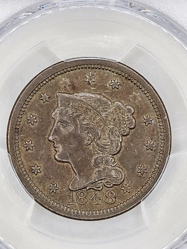 1848 large cent PCGS AU53 - Picture 2 of 4