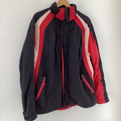 Crane Black Red Jacket Size L Thinsulate Hooded Rain Coat