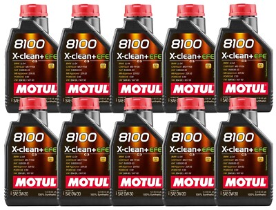 Motul 8100 X-CLEAN+ EFE 10 Liter SAE 0W-30 100% Synthetic Engine Oil 10 x 1L