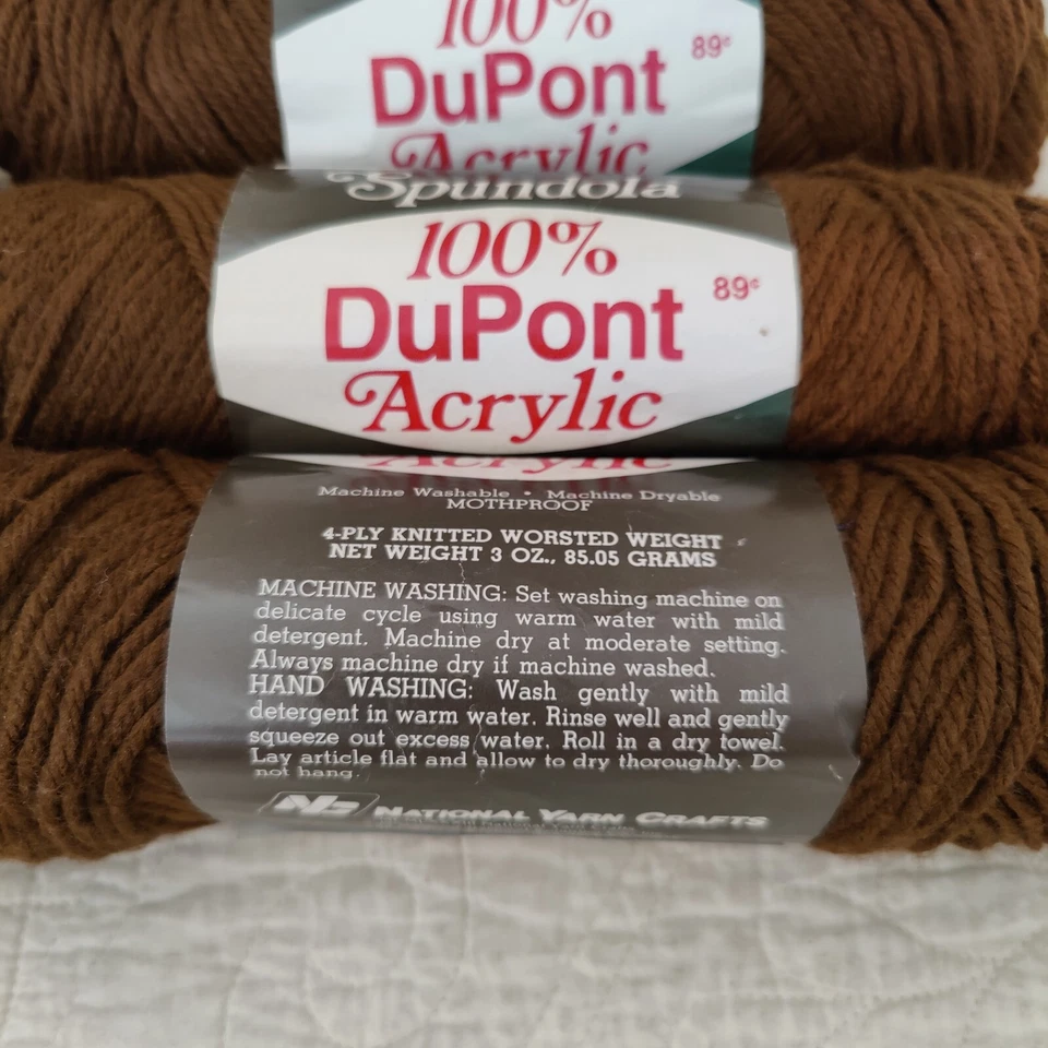 3 New Spundola DuPont Walnut Brown 605 Medium Weight #4 Yarn 85g 3oz Skeins - Image 3 of 4