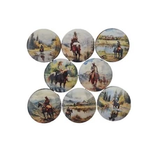 Set of 8 Cowboy Life Wood Cabinet Knobs, Drawer Knobs
