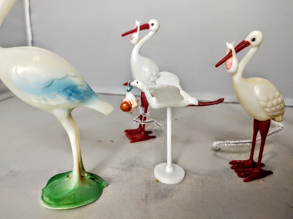 复古婴儿淋浴蛋糕装饰套装鹳鸟人偶派对用品 — 第 4/4 张图片