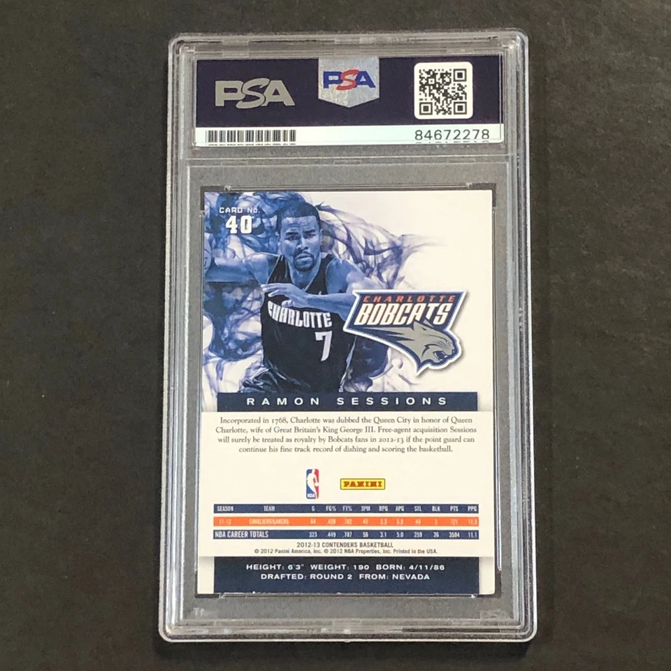 2012-13 Panini Contenders #40 Ramon Sessions Signed AUTO PSA Slabbed Bobcats - Image 2 of 2
