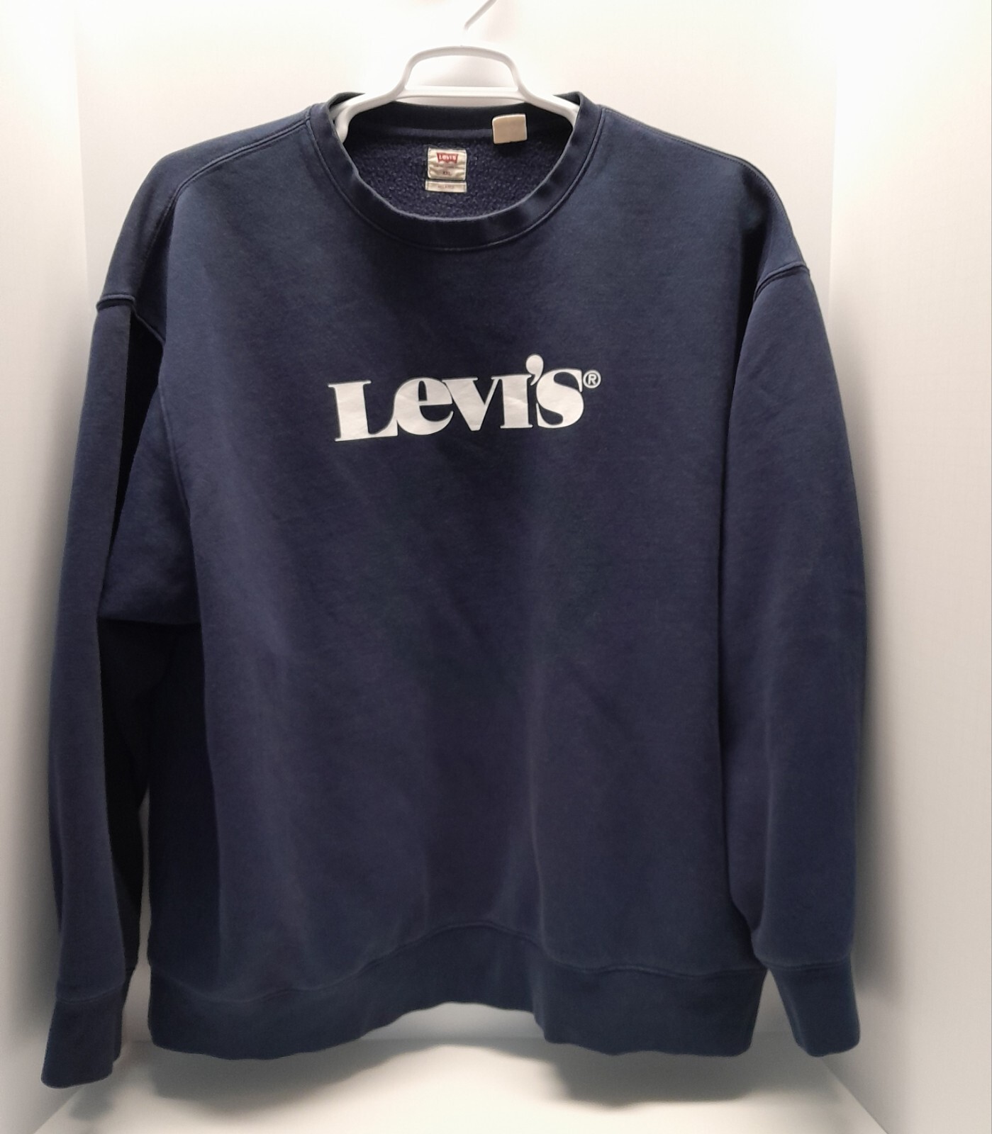 Levi's Sweatshirt Men 2XL Crew Neck Spell Out Graphic Navy Blue Comfy Cozy XXL