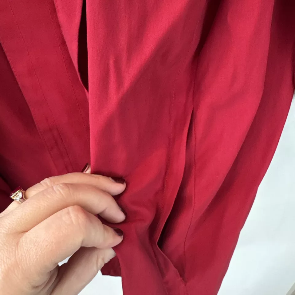 VINTAGE! YSL Yves Saint Laurent Variation US 6 / FR 38 Silk Hooded Rain Coat 80s - Image 3 of 4