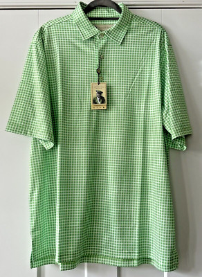 Donald Ross NWT Men's Large Polo Shirt Key Lime Green White Check NWT $120