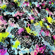 Spandex Fabric Animal Print Yellow Pink Stretch by Yard for Swimwear Sportwear
