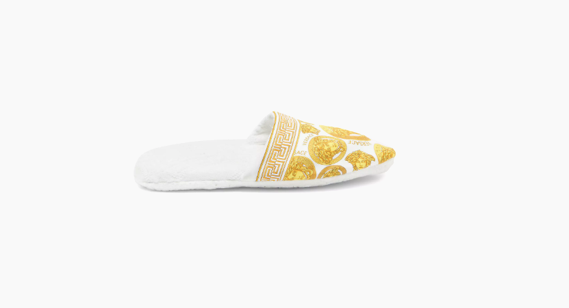 PANTOFOLA D’ORO Pantofole Versace Medusa Stampa Cotone Piccole Bianche Oro