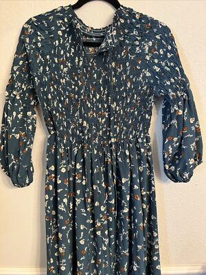 Baltic Born Floral Dress Flowy Mid Length Green