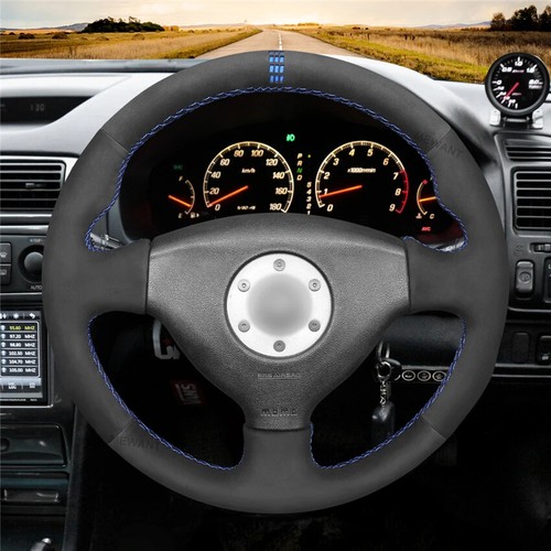Black Suede Leather Steering Wheel Cover for Mitsubishi Lancer Evolution EVO VI - Picture 7 of 7