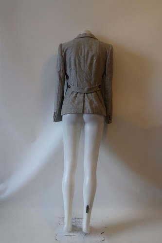 Womens Armani Collezioni Taupe Gray Off-White Chevron Wool Blend Jacket 44 US/8* - Picture 7 of 8