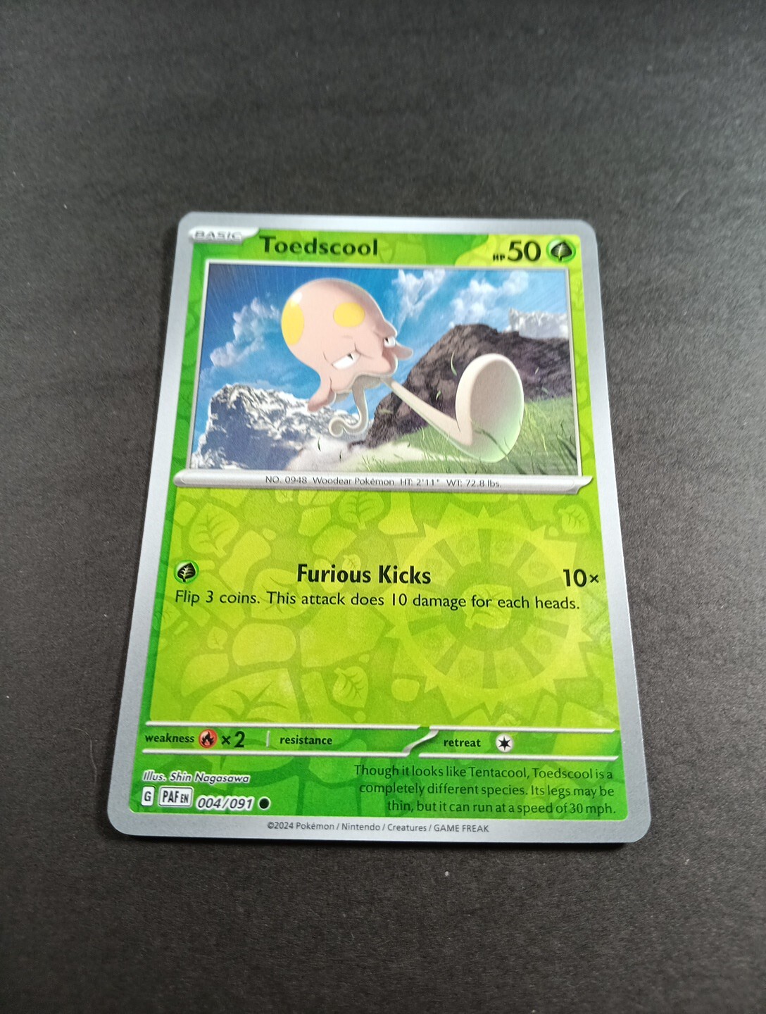 Pokemon Paldean Fates Toedscool Reverse Holo Common Card 004/091 NM