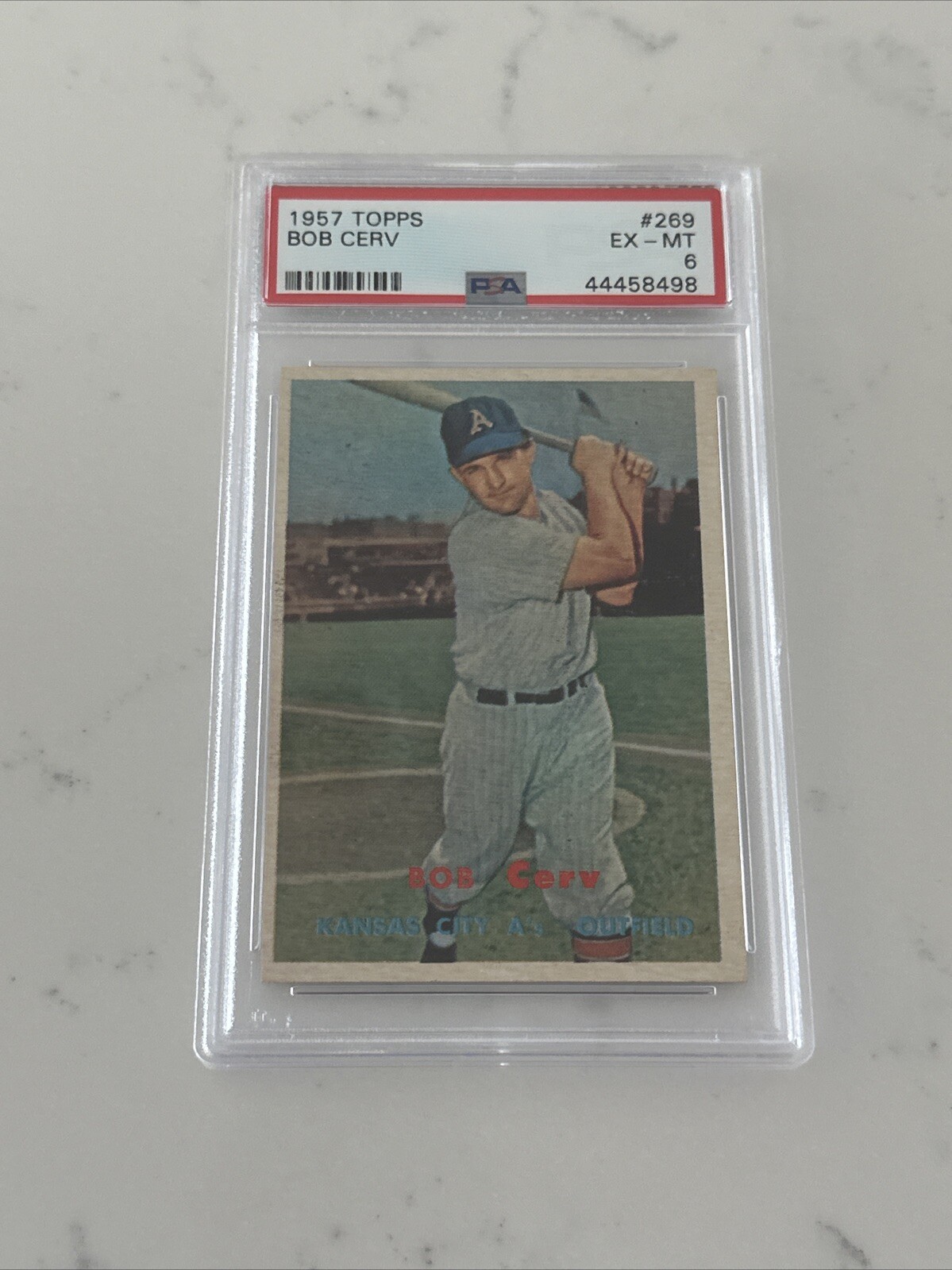 1957 Topps #269 Bob Cerv, Kansas City Athletics, PSA 6 EX-MT