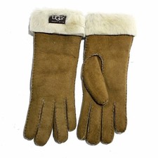 Ugg Women's Turn Cuff Sheepskin Chestnut Leather Gloves Sz: L