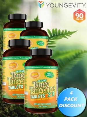 Youngevity Dr. Wallach Beyond Tangy Tangerine BTT 2.0 Tablets ( 4 Pack)