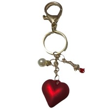 Heart Rose with a faux pearl key chain Or Bag Charm Brand New charm4.5 key 3