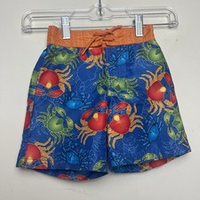 Gymboree 3 Blue Orange Colorful Crabs Swim Trunks Board Shorts Vintage 2006