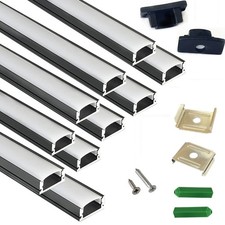 10 Pack 3.3ft Black LED Strip Channels Aluminum Diffuser Track